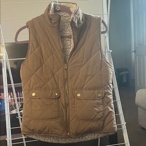 Women's Reversible Quilted Brown Vest